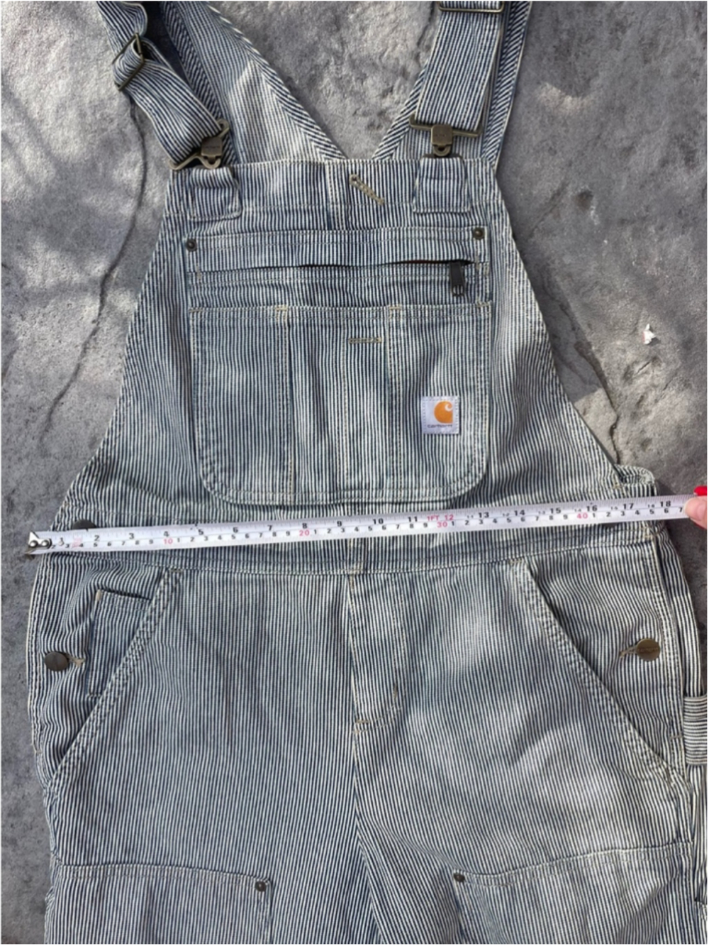 Carhartt Railroad Stripe Overalls Blue White Denim Utility Workwear S 4 6 - Picture 6 of 10